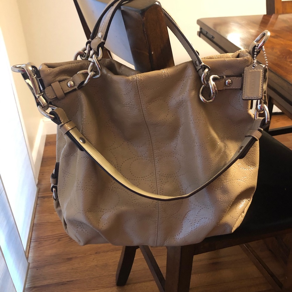 Patent leather perforated Coach bag
